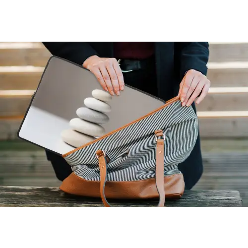 Gestapelde - Stenen - Grijs laptophoes neopreen klein -tas