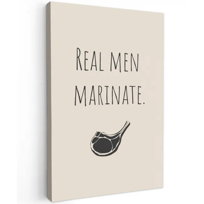 Vlees - Minimalistisch - Beige - Quote Tuinposter op houten frame 2 cm dik klein -3d