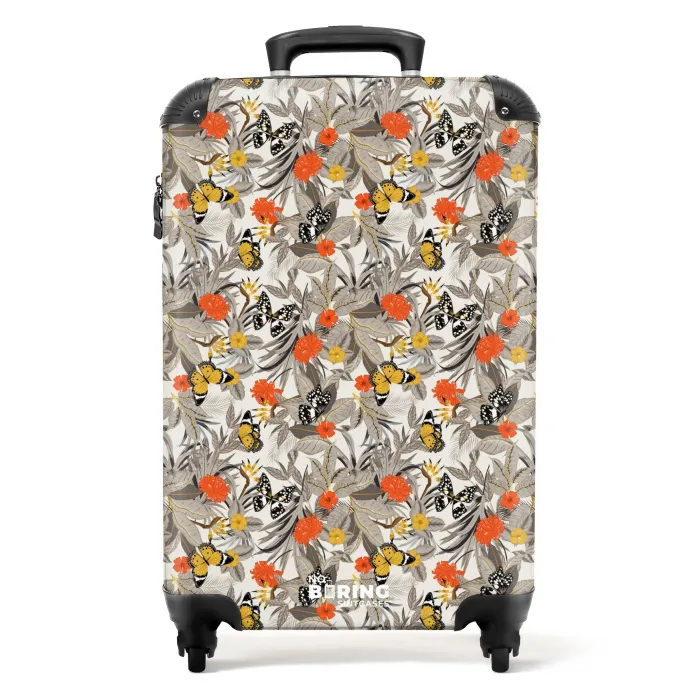 Tropisch vlinder patroon oranje geel NBS - Handbagage koffer - Kinderen Unisex middel -productfoto_recht