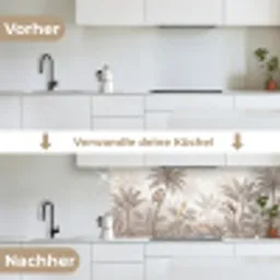 Jungle - Dieren - Palmbomen keuken achterwand 2 middel -voor-na_DE