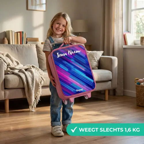 Neon - Strepen - Abstract - Blauw - Roze Kinderkoffer - Roze klein -sfeer2_NL