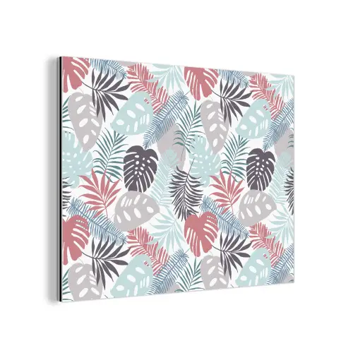 Inductie beschermer - Bladeren - Pastel - Jungle - Afdekplaat voor kookplaat aluminium wit klein -3d