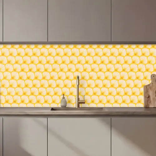 Art Deco - Design - Schelp - Geel keuken achterwand 2 middel 871 zz_3dshopping