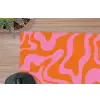 Patroon - Roze - Oranje - Abstract - Modern muismat rubber klein -closeup