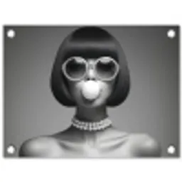 Vrouw - Zwart Wit - Ketting - Zonnebril tuinposter los doek klein -3d