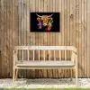 Schotse Hooglander - Graffiti - Kleurrijk - Bloem - Dieren Tuinposter op houten frame 2 cm dik klein -sfeer4