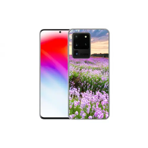 Lavendel - Bloemen - Zonsondergang - Paars - Weide Telefoonhoesje Samsung Galaxy S20 Ultra klein -dubbelS20Ultra