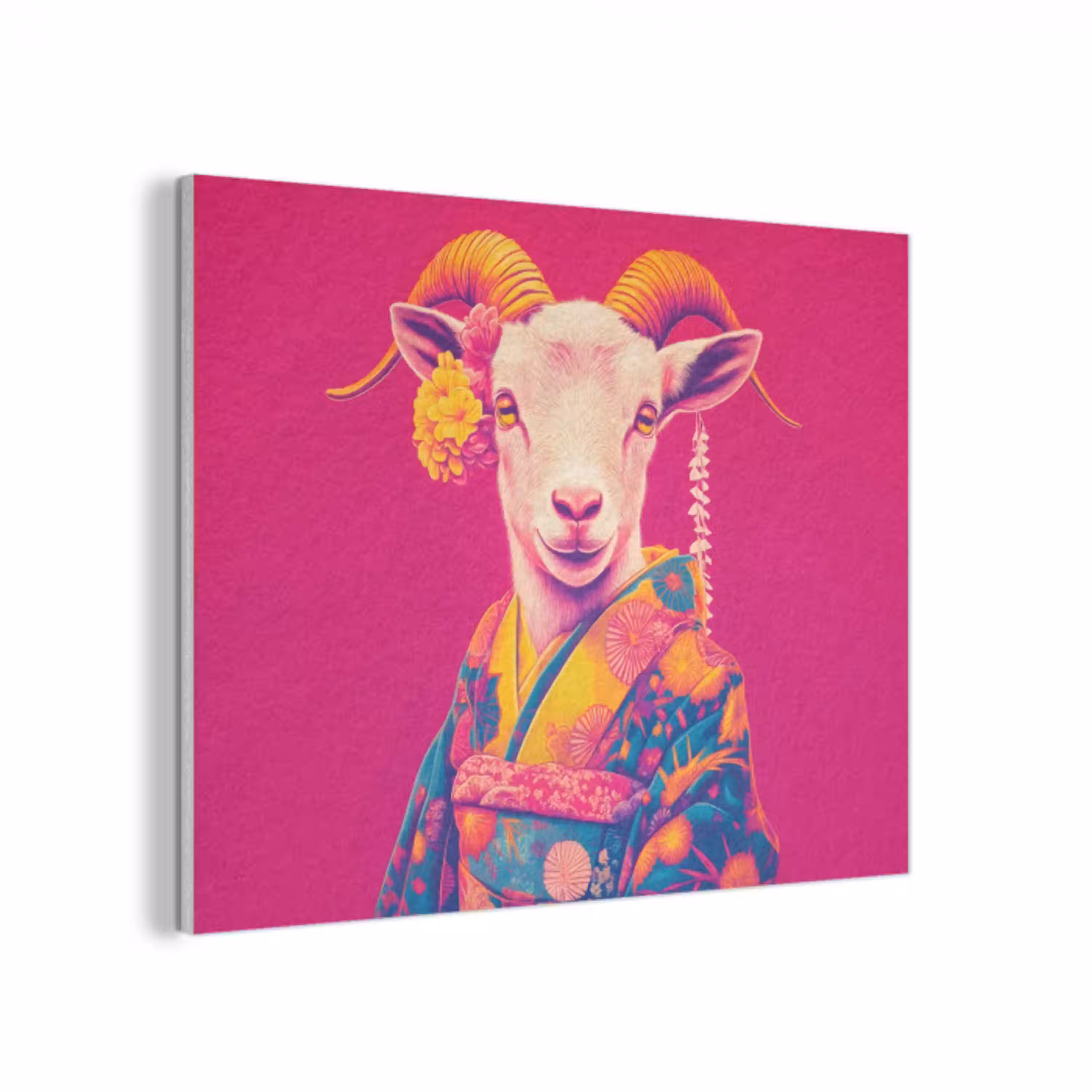 Geit - Hoorns - Kimono - Kleurrijk PET vilt klein -3d