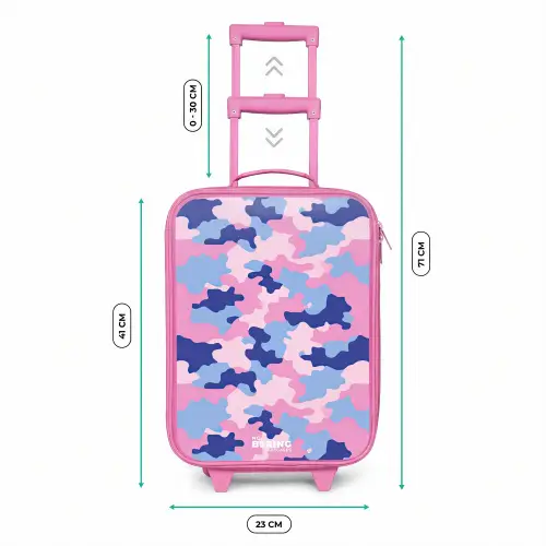 Camouflage - Roze - Blauw Kinderkoffer - Roze klein -productfoto_formaten