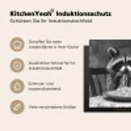 Wasbeer - Cute - Pasta - Tafelkleed - Zwart - Wit Inductie beschermer vinyl 3mm middel -tsfeer2_DE