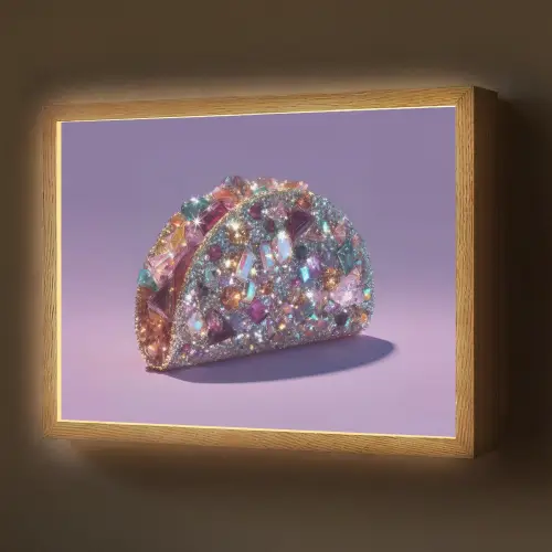Edelstenen - Glitters - Paars - Kleurrijk Light Box met batterij (Wandlamp) middel -z3d_website