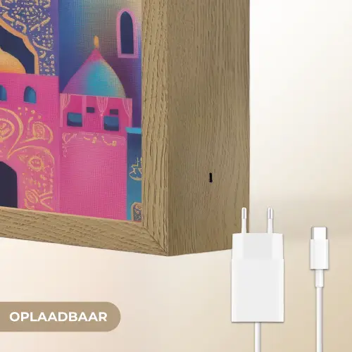 Kleurrijk - Avond - Islamitisch Light Box met batterij (Wandlamp) middel -USP_websiteoplaadbaarNL