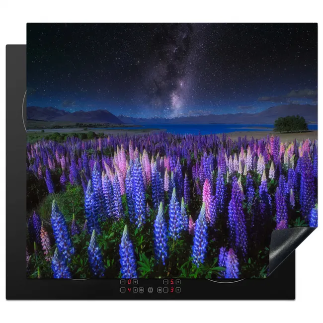 Sterrenlicht over Lupineveld Inductie beschermer vinyl 3mm middel -3d