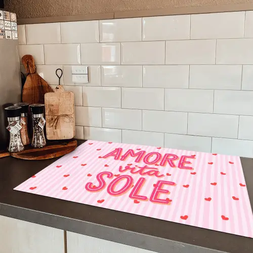 Amore vita sole - Roze - Hartjes Inductie beschermer vinyl 3mm klein -sfeer3
