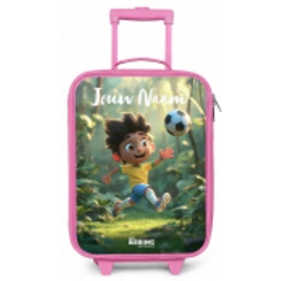 Jongen - Voetbal - Bos - Bomen Kinderkoffer - Roze klein -zz3dotto