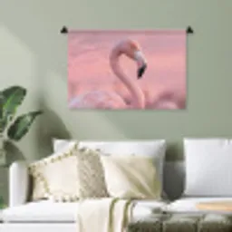 Flamingo - Portret - Roze Wandkleed katoen klein -sfeer7