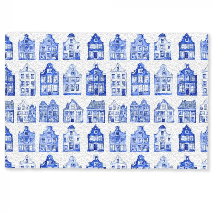 Patroon - Huizen - Blauw Deurmat klein 898 -zkaufland3d