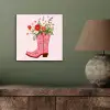 Cowboylaarzen - Roze - Boeket - Bloemen aluminium wit klein -sfeer2