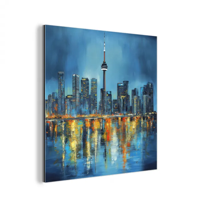 Skyline Toronto - Water - Stadslichten - Toren aluminium wit klein -3d