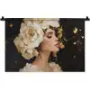 Abstract - Vrouw - Bloemen - Wit Wandkleed katoen klein -zz3d