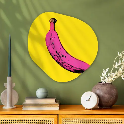 Banaan - Grafisch - Geel Wandcirkel Organisch Plexiglas middel -sfeer2