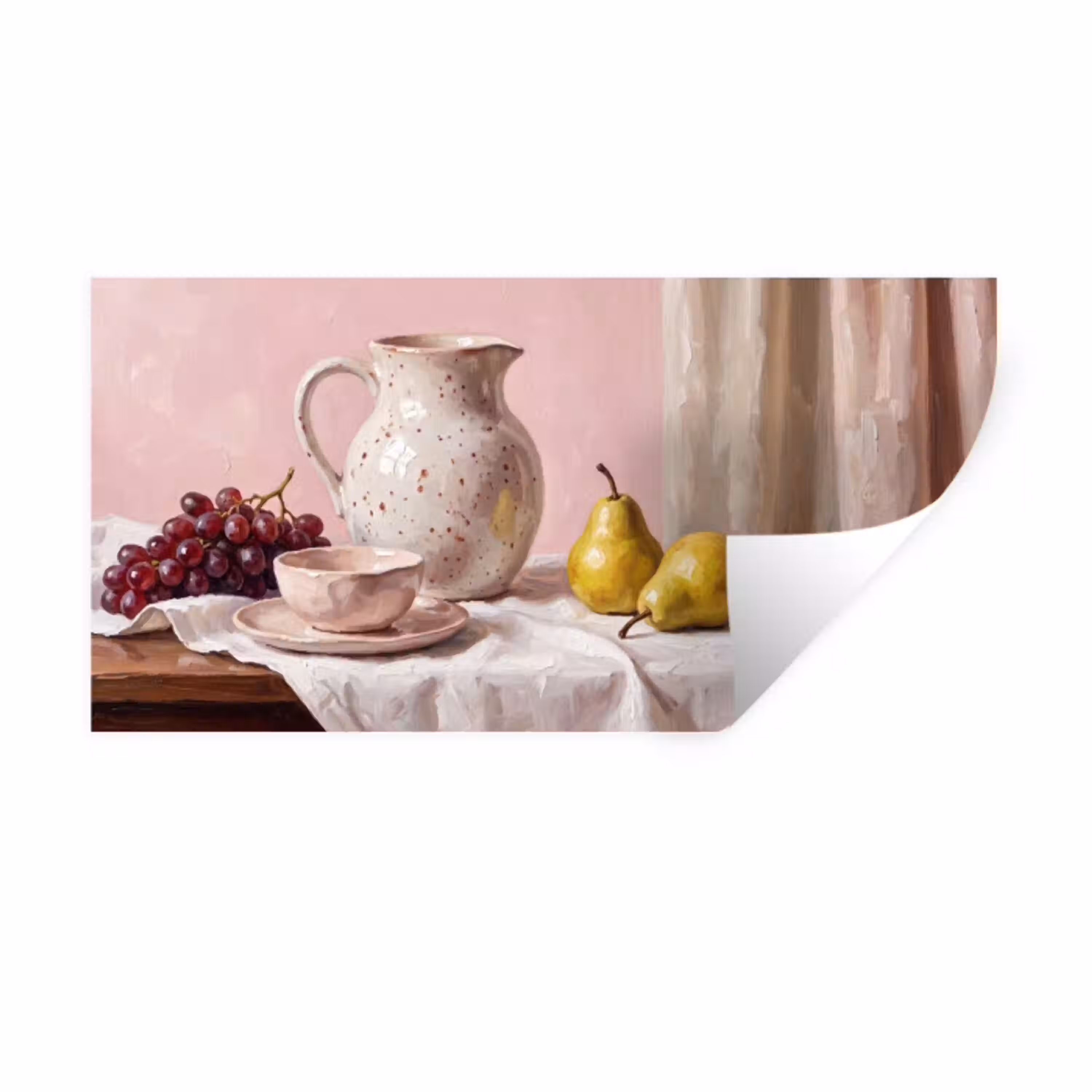 Stilleven - Fruit - Roze Muursticker klein -3d