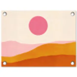 Zon - Heuvels - Abstract - Roze tuinposter los doek klein -3d