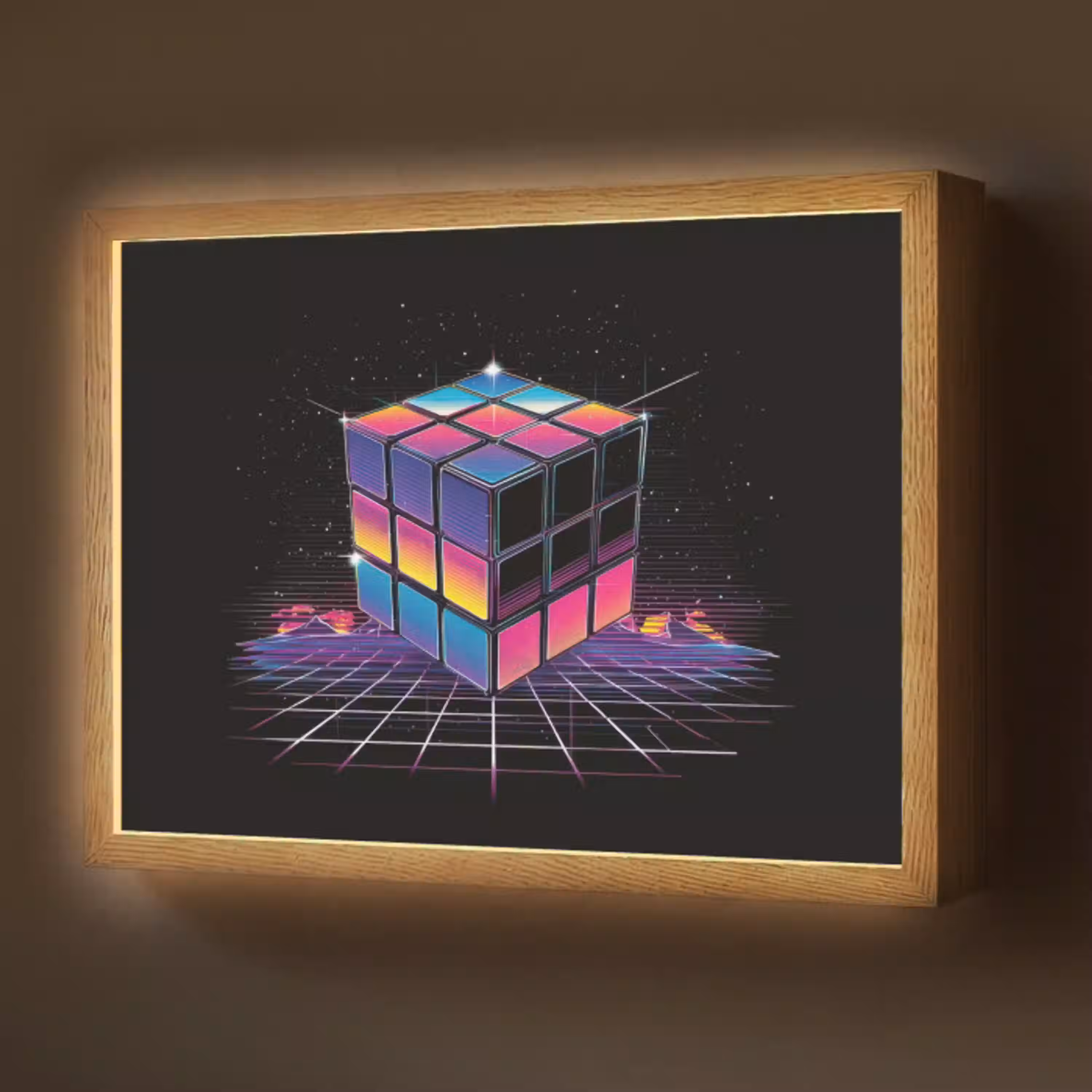 Kubus - Kleurrijk - Raster Light Box met batterij (Wandlamp) middel -z3d_website