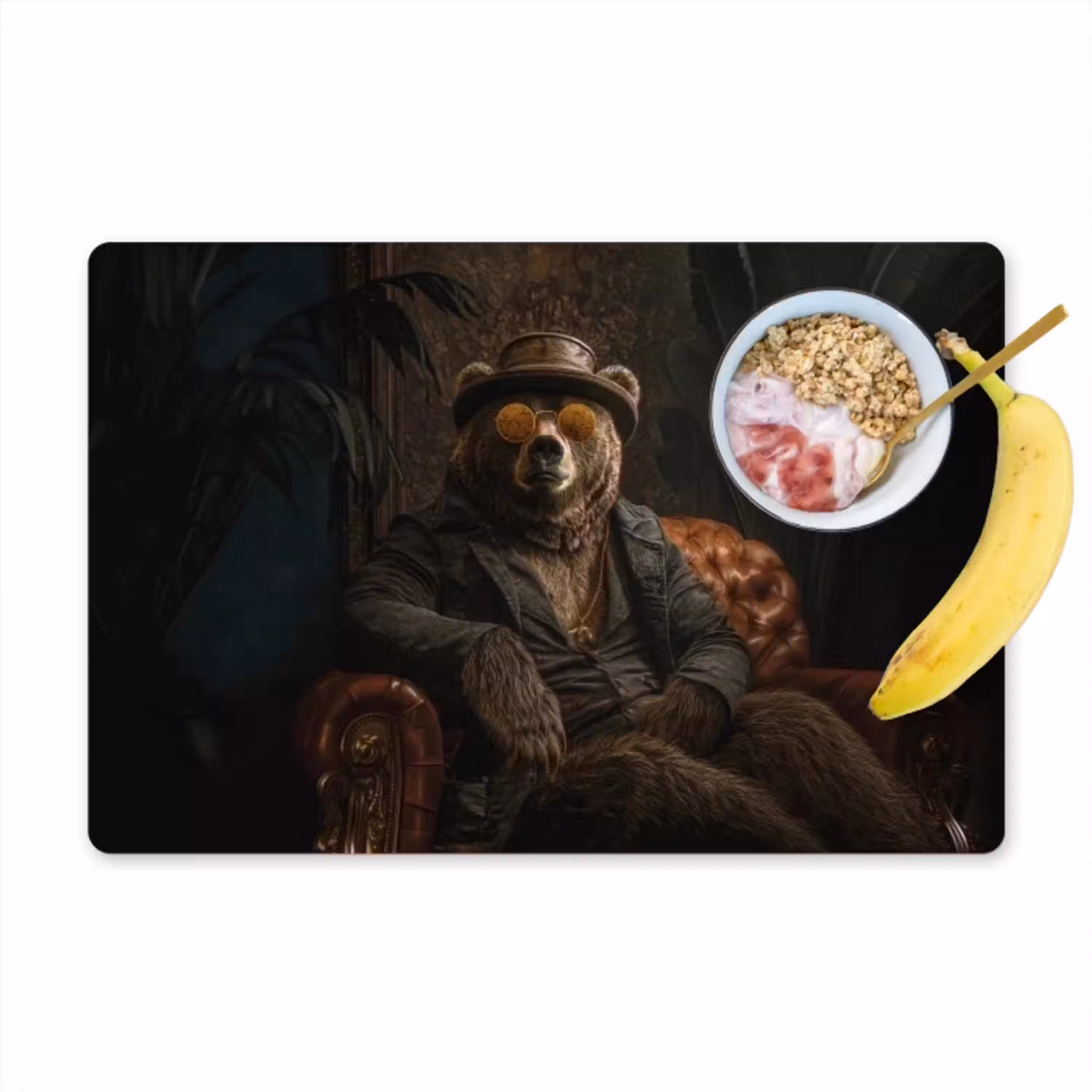 Beer - Bruin - Pak - Hoed Placemat vinyl groot -zzzproduct_Kitchenyeah-website