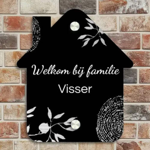 Illustraties - Zwart - Sierlijk Naambord Huisje klein -sfeer6