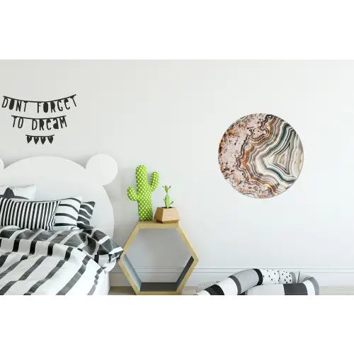 Edelsteen - Marmer - Natuur - Abstract Wandcirkel aluminium klein -kinderkamer