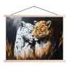 Luipaard - Oranje - Wit - Gras textielposter latten blank klein -3d