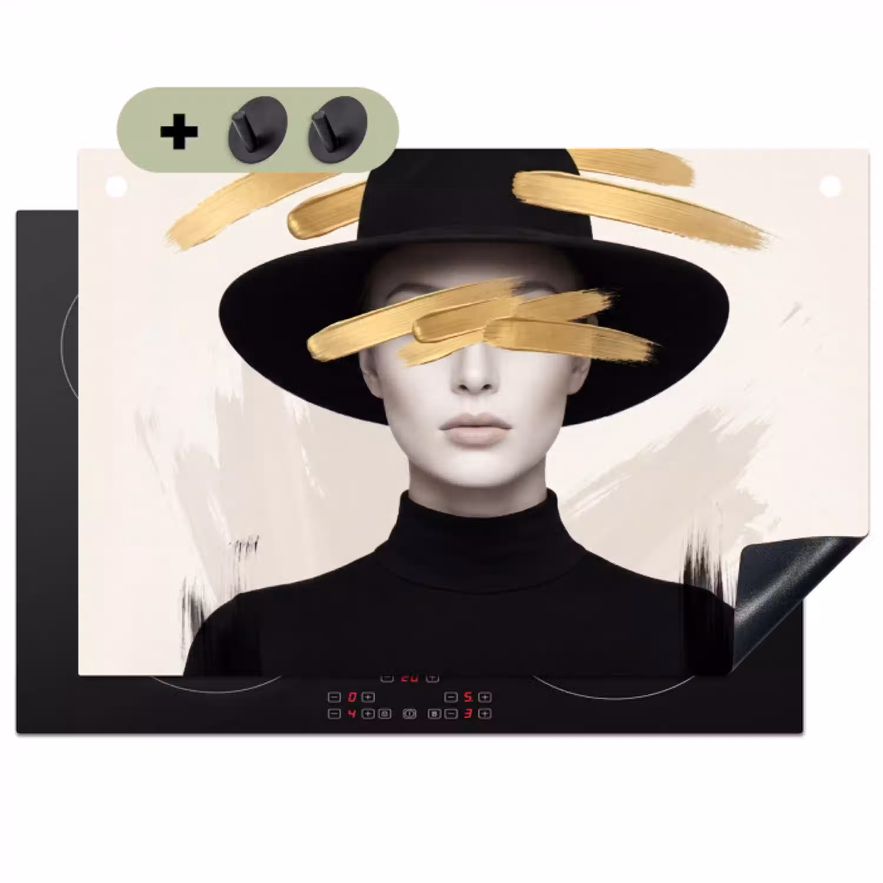 Vrouw - Portret - Modern - Goud - Kunst Inductie beschemer met haakjes klein -3d