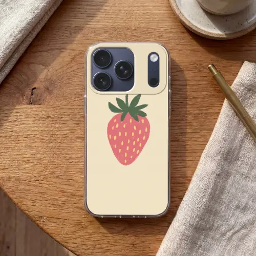 Aardbei - Minimalistisch - Rood - Fruit Telefoonhoesje iPhone 17 Pro klein -sfeer1