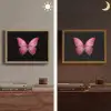 Vlinder - roze - Elegant Light Box met batterij (Wandlamp) middel -sfeer3