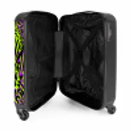 Wilde dierenprint in paars, limoengroen en zwart NBS - Handbagage koffer - Volwassenen Unisex middel -binnenkant