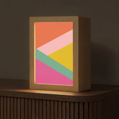 Driehoeken - Kleurrijk - Abstract Light Box met kabel (Tafellamp) klein -z3d_website