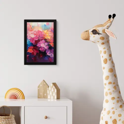 Bloemen - Roze - Watercolor - Kunst fotolijst zwart zonder passe partout klein -usfeer4_kinderkamer