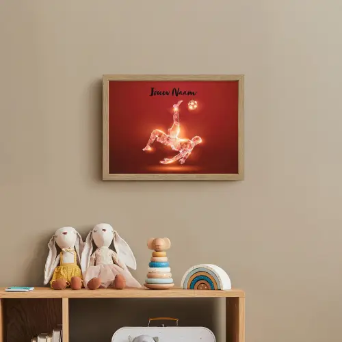 Voetballer - Omhaal - Rood - Neon Light Box met batterij (Wandlamp kind) middel -sfeer2_kind