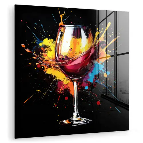 Wijn - Glas - Graffiti - Borrel - Rood - Verf plexiglas 5mm klein -zzzproduct_nieuw