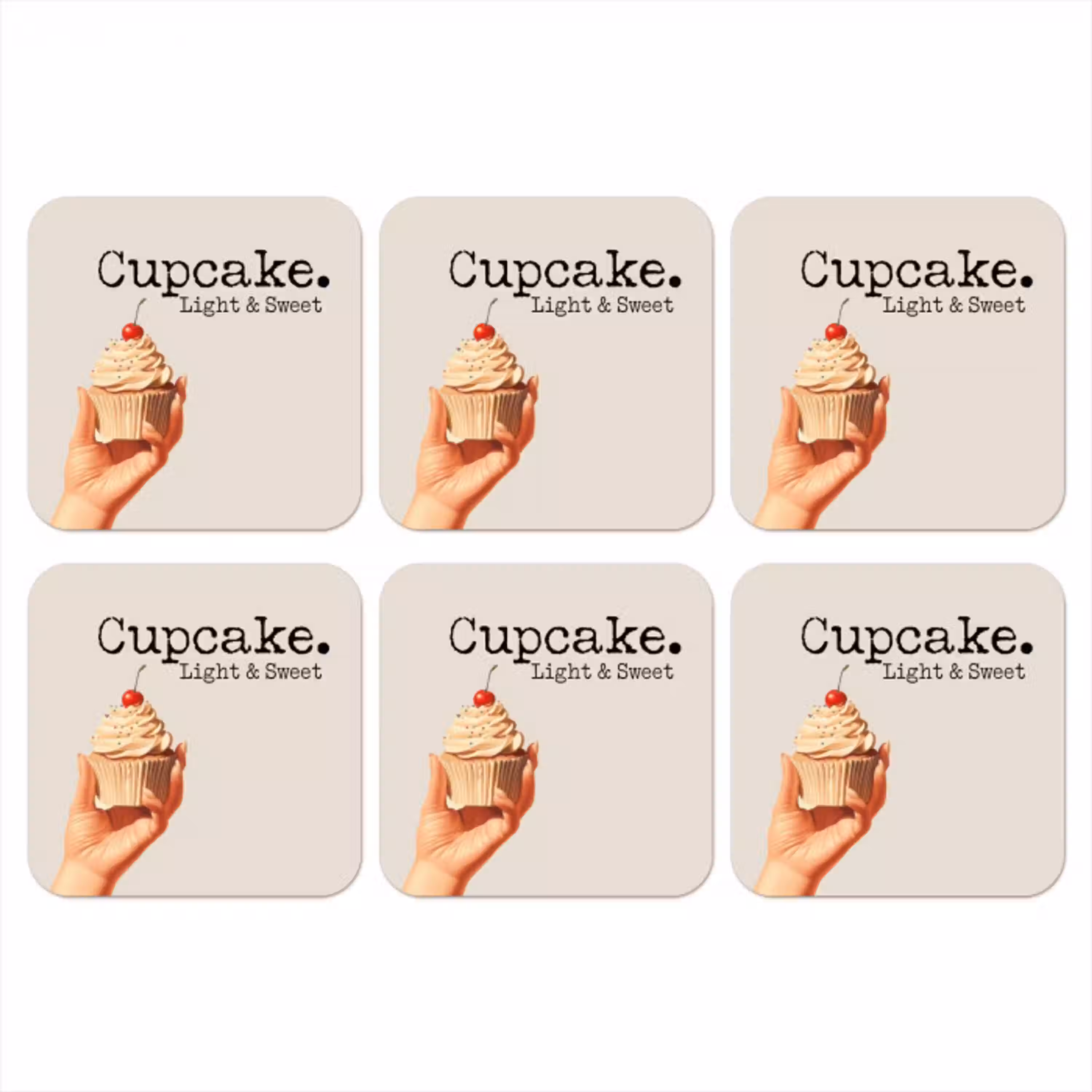Cupcake - Zoet - Kers onderzetter kurk middel -3d