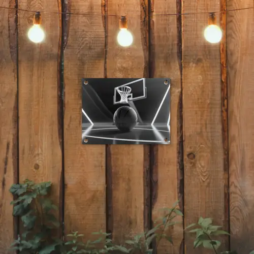 Basketbal - Basketbalveld - Lichtlijnen tuinposter los doek klein -sfeer1