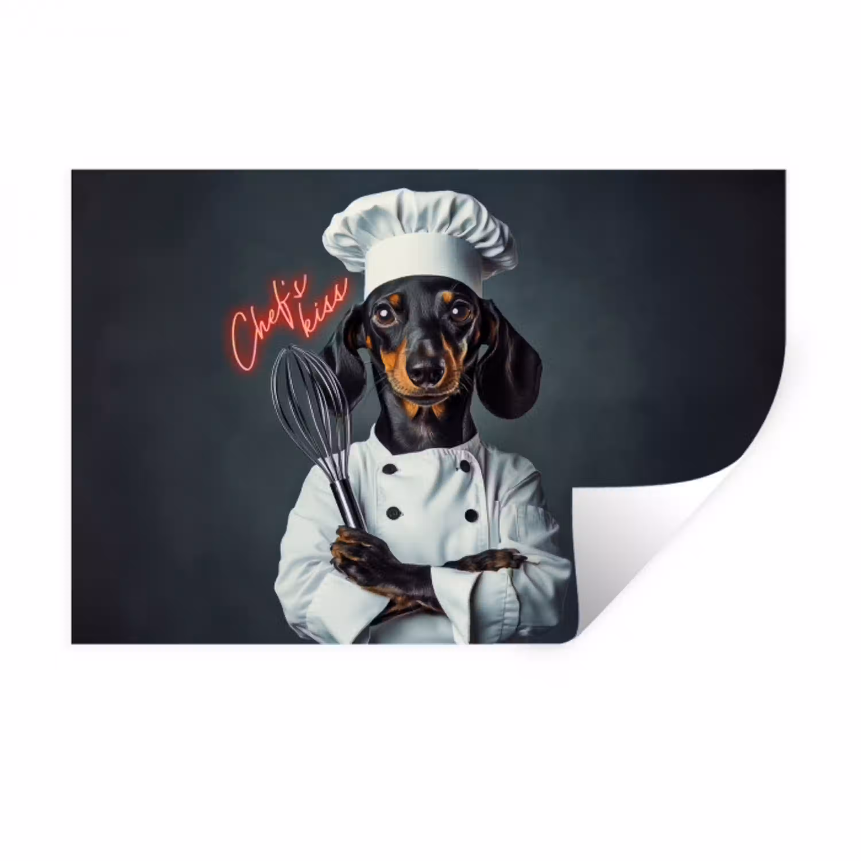 Quote - Neon - Hond - Kokskleding Muursticker klein -3d
