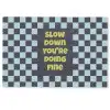 Patroon - Geblok - Blauw - Slow down you're doing fine Deurmat klein -zkaufland3d