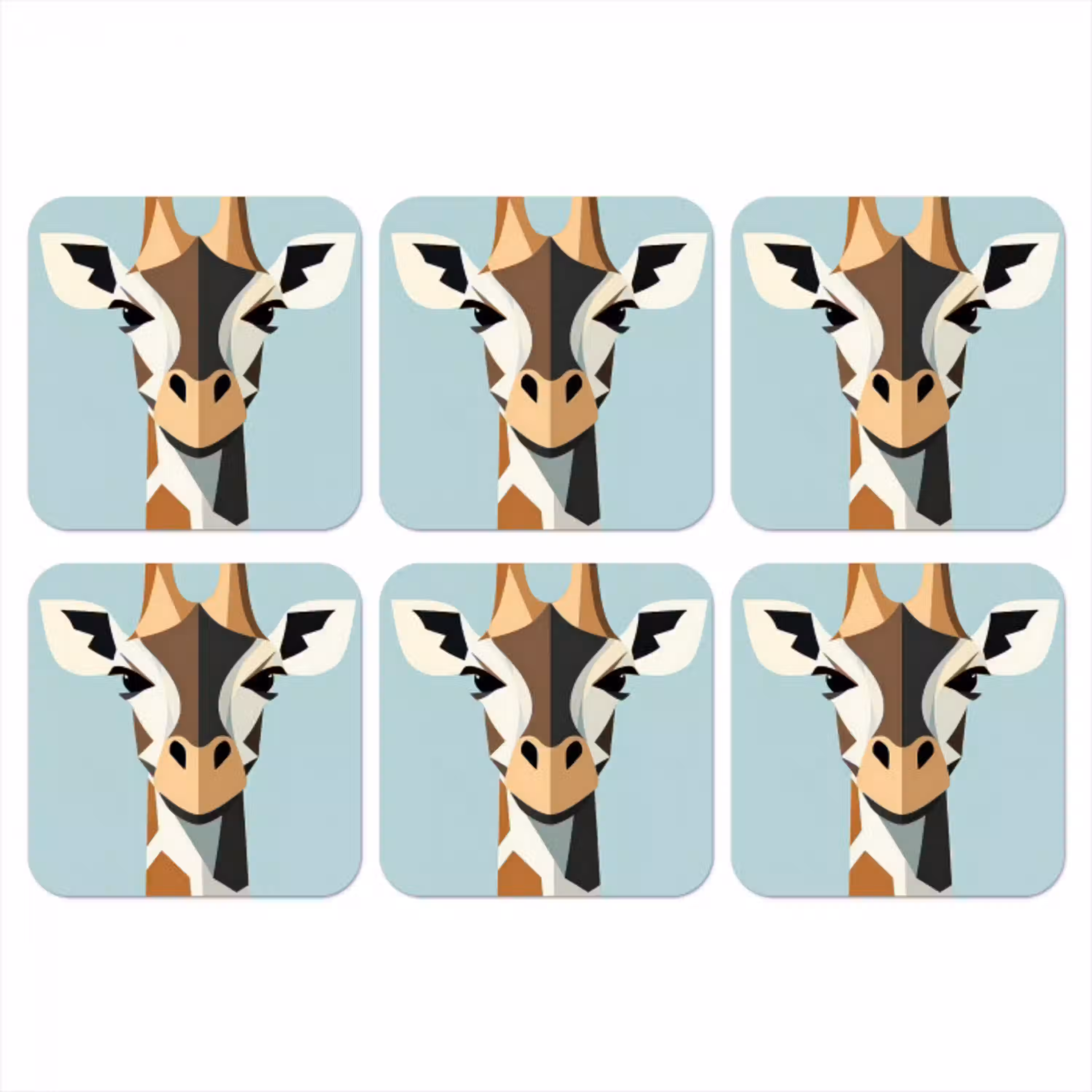 Giraffe - Illustratie - Bruin - Minimalistisch onderzetter kurk middel -3d