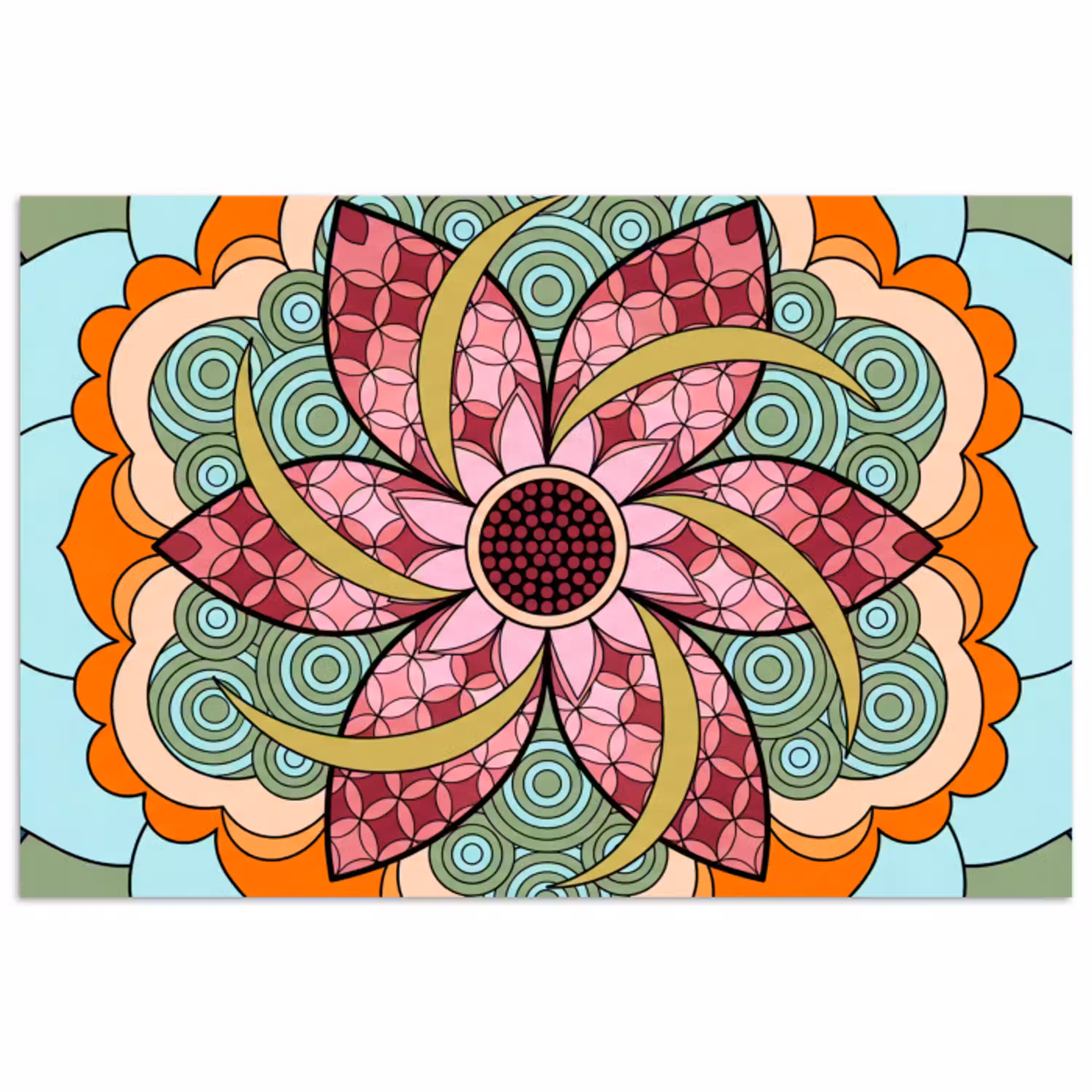 Mandala - Geometrisch - Kunst - Decoratief - Kleurrijk poster papier klein -3d
