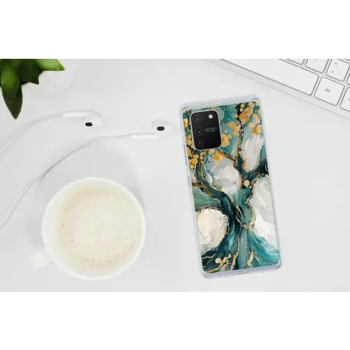 Boom - Modern - Verflook - Turquoise - Goud Telefoonhoesje Samsung Galaxy S10 Lite klein -oordopS10Lite