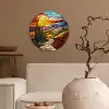 Mozaïek - Zon - Landschap - Dorp Wandcirkel plexiglas klein -sfeer1