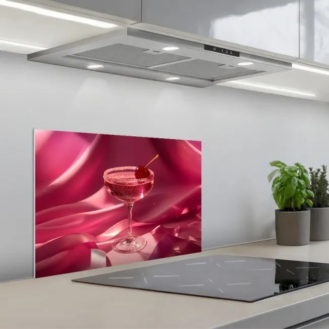 Cocktail - Pink - Luxe keuken achterwand spatscherm klein -3d_schuin
