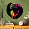 Puck - Hond - Verf - Kleuren Wandcirkel Organisch Plexiglas middel -sfeer2